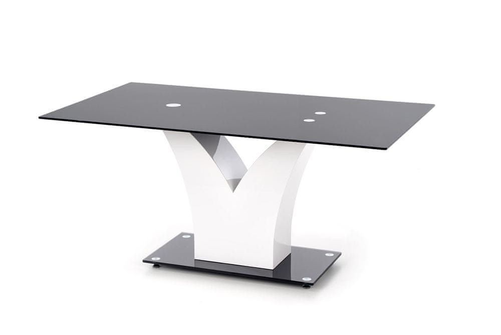 Halmar Sklenený jedálenský stôl Vesper - čierna / biely lesk